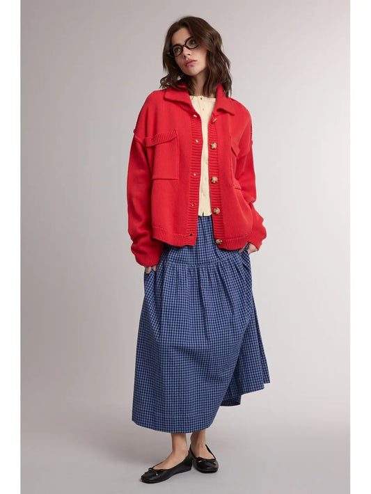 Gingham Tiered Maxi Skirt