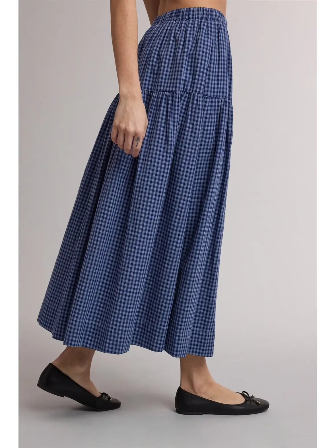 Gingham Tiered Maxi Skirt
