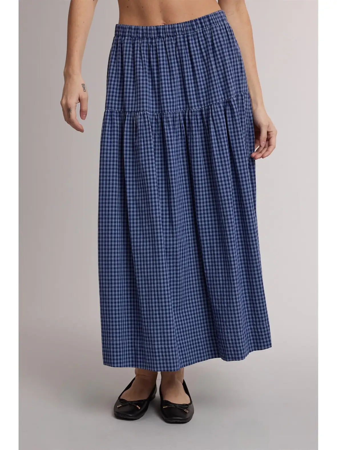 Gingham Tiered Maxi Skirt
