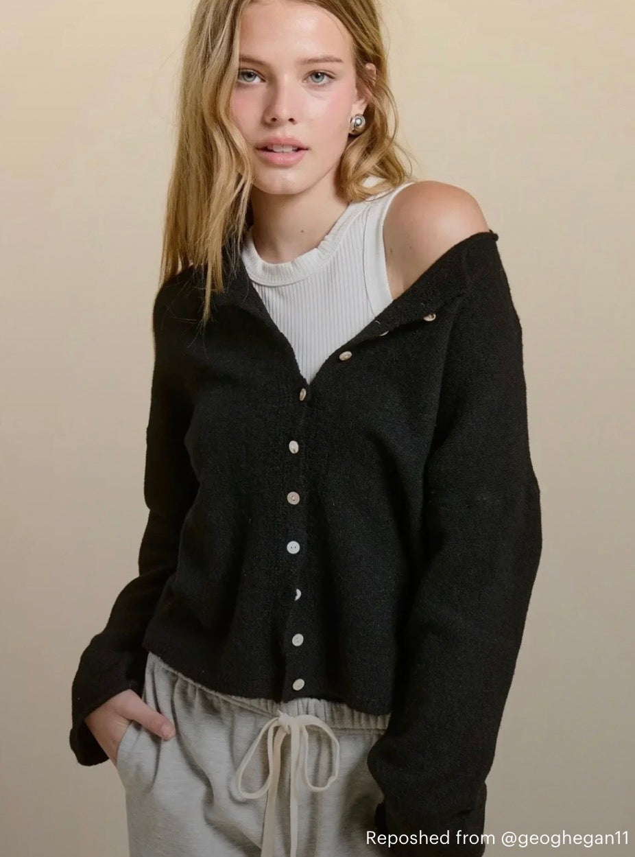 Black Sweater Cardigan Knit