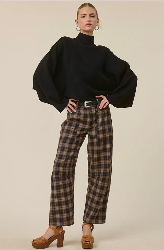 Plaid Straight Leg Trouser Pants