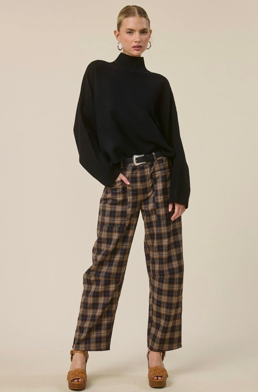 Plaid Straight Leg Trouser Pants