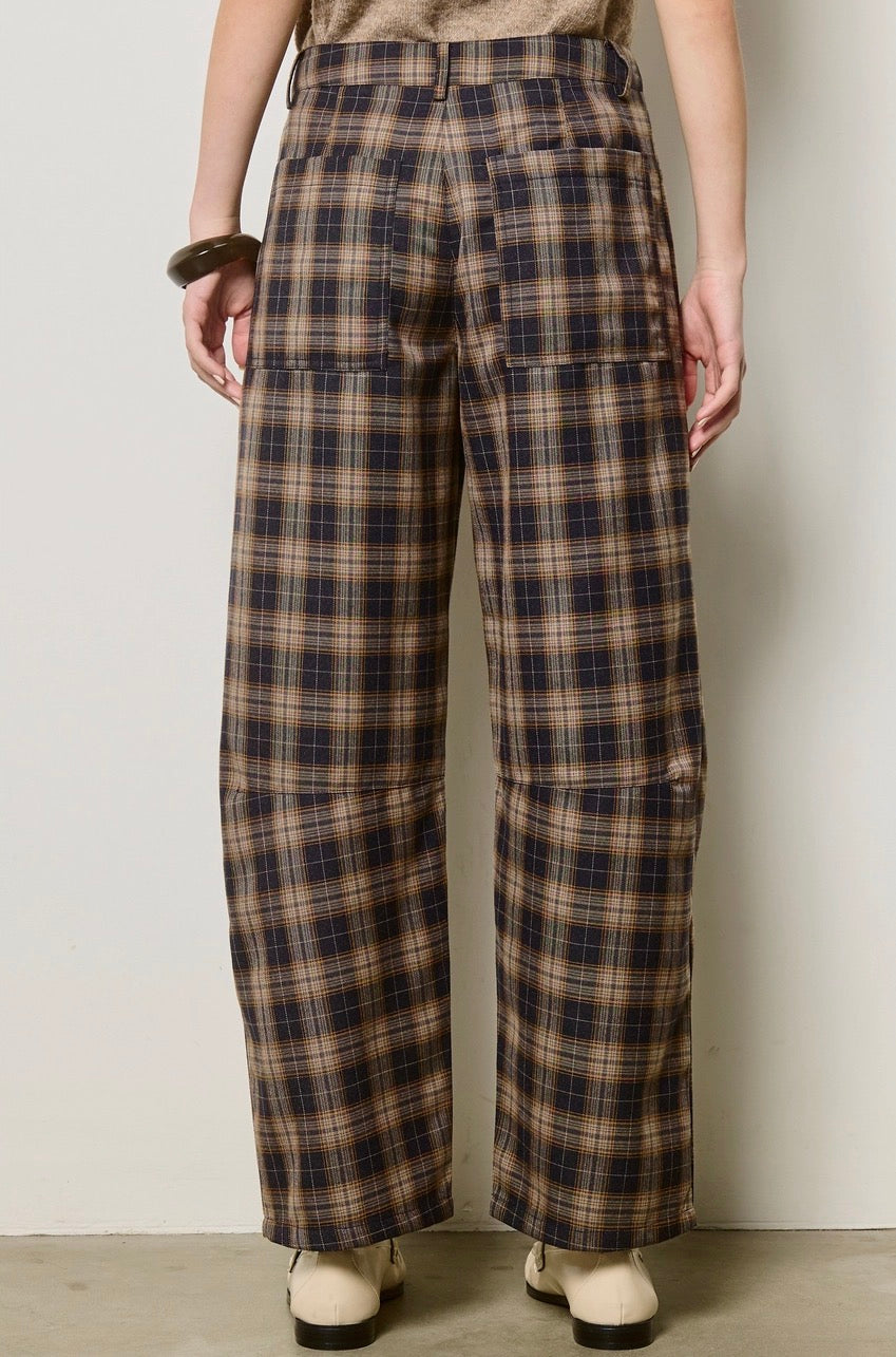 Plaid Straight Leg Trouser Pants