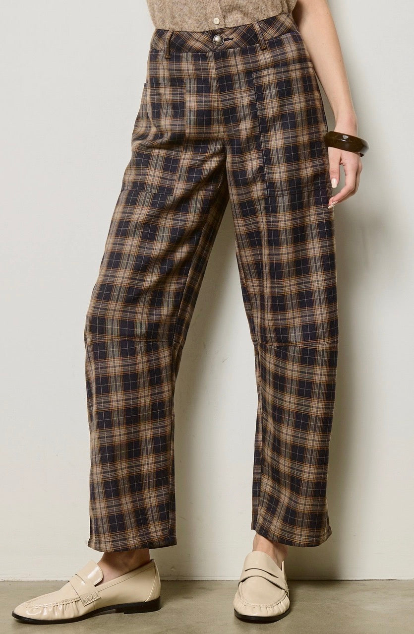 Plaid Straight Leg Trouser Pants