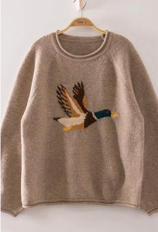 Mallard in Flight Sweater- Mocha