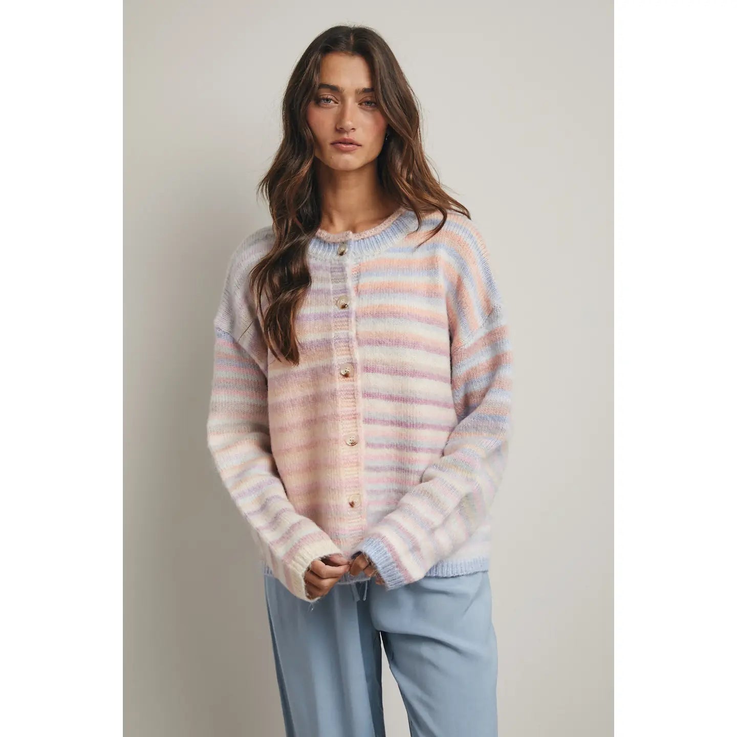Rainbow Button-Up Cardigan
