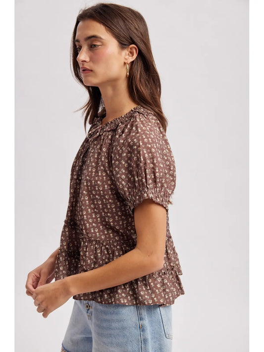 Tie Neck Floral Blouse