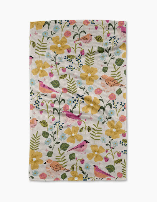 Geometry Summer Songbirds Tea Towel