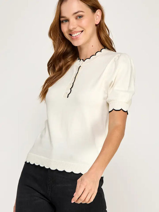 Scallop Trim Tee Shirt
