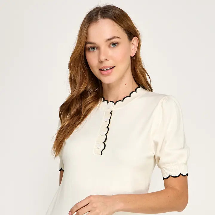 Scallop Trim Tee Shirt