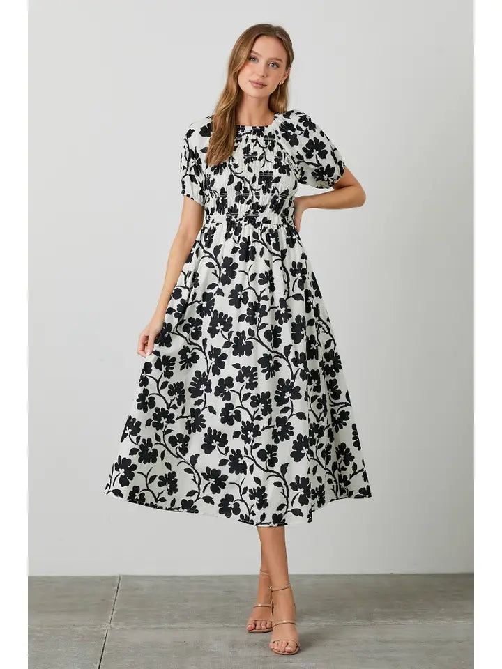 Floral Smocked Midi Dress