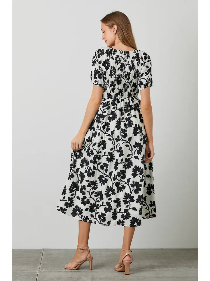 Floral Smocked Midi Dress