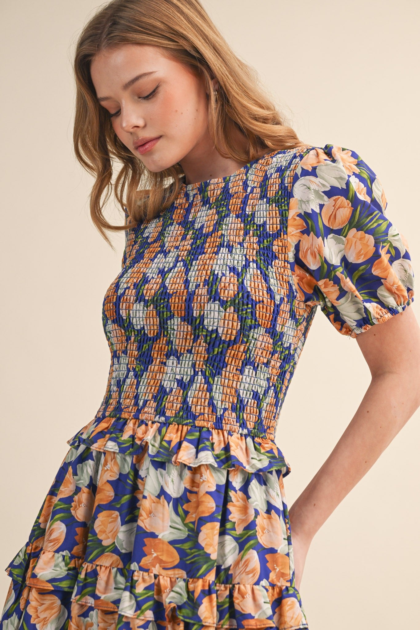 Ava Midi Dress Egyptian Blue Mlt Fl