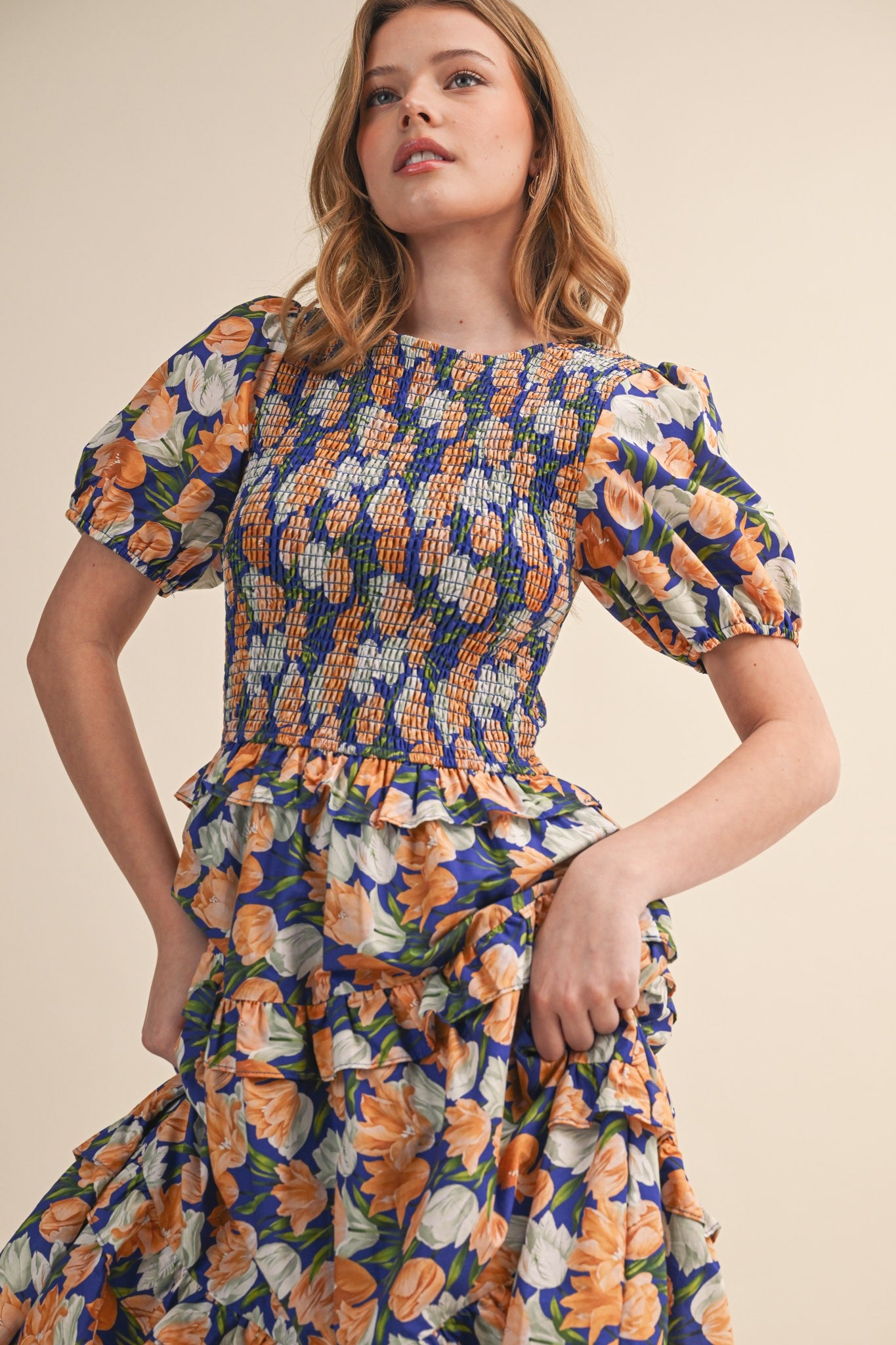 Ava Midi Dress Egyptian Blue Mlt Fl