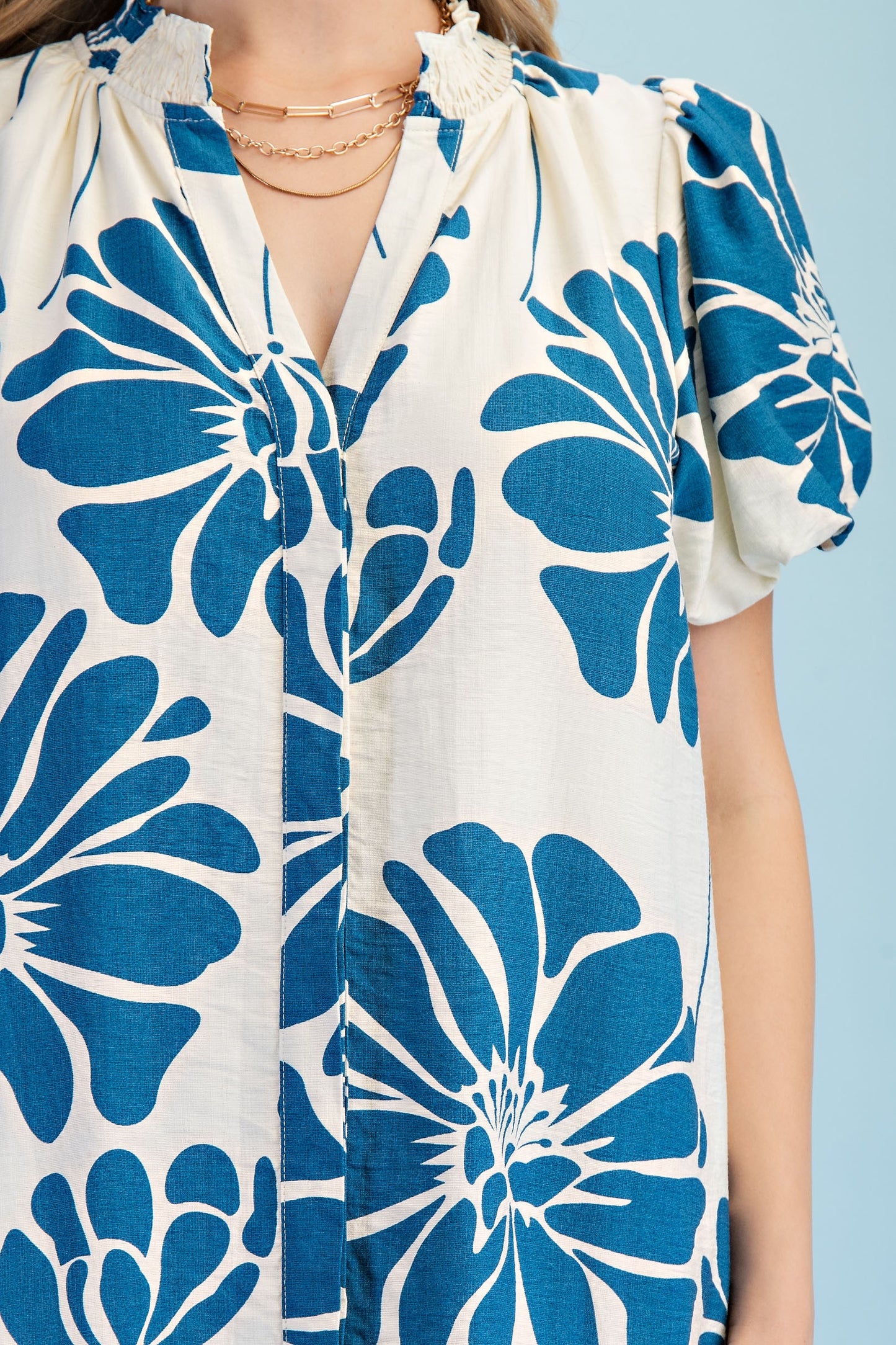 Floral Print V neck Button Down Midi Dress