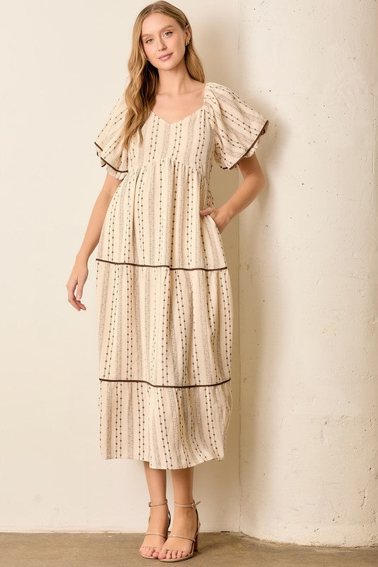 Stripe W Contrast Maxi Dress