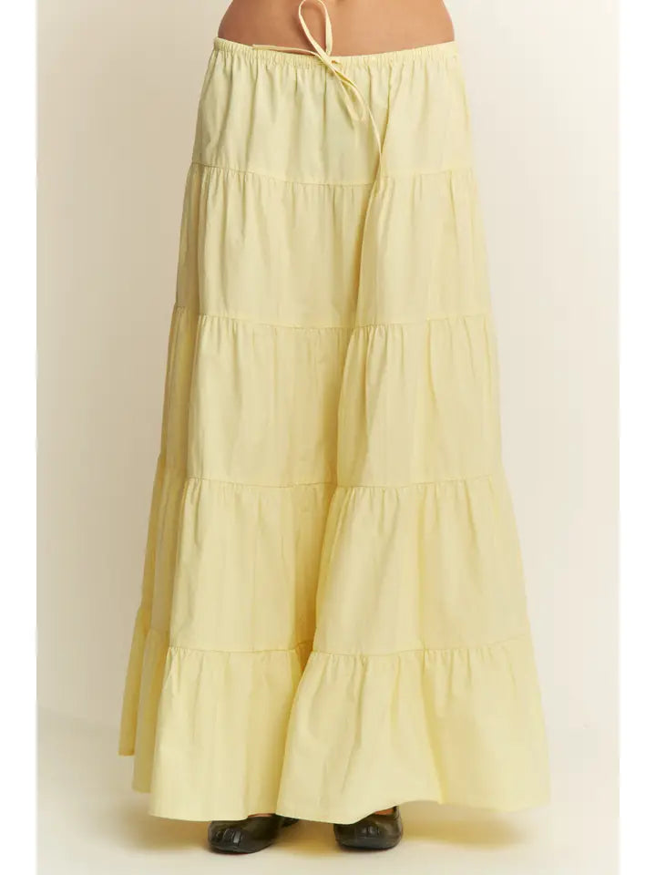 Cotton Tiered Maxi Skirt - Butter