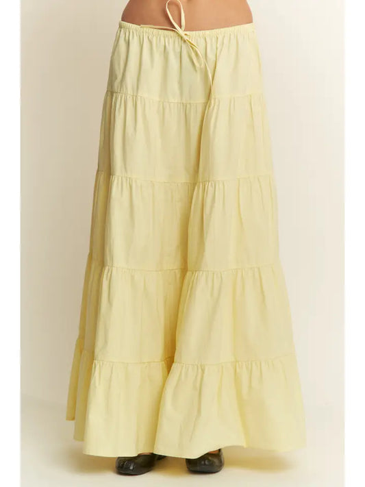 Cotton Tiered Maxi Skirt - Butter