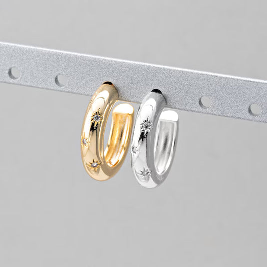 CZ Star Thick Hoop