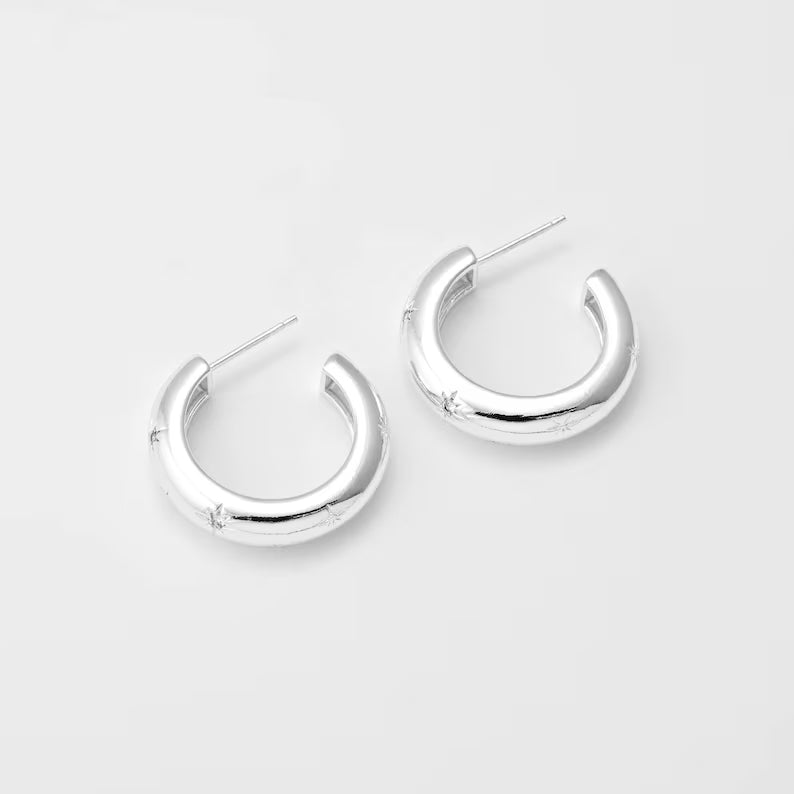 CZ Star Thick Hoop