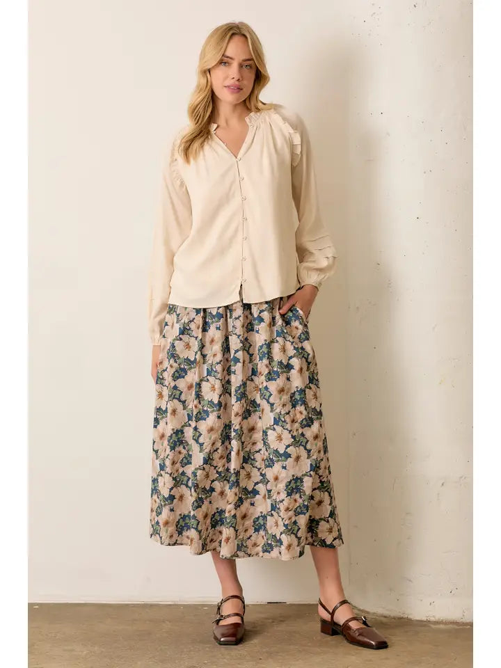 Floral Print Midi Skirt