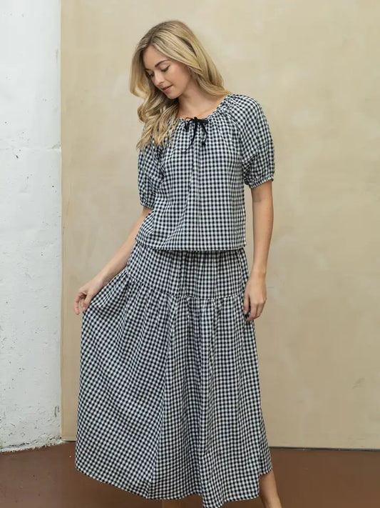 Sarah Gingham Top & Skirt Set