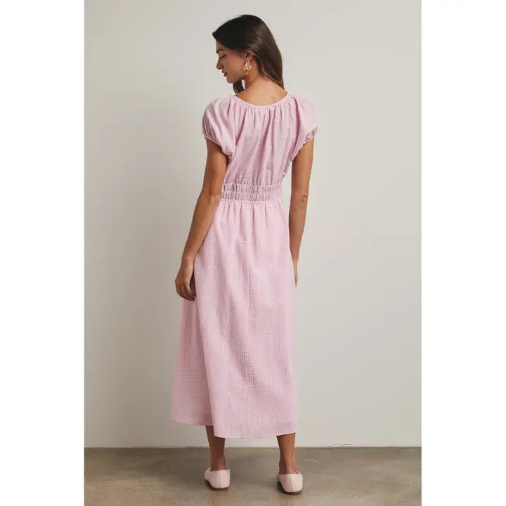 Gingham Midi Dress Pink/White