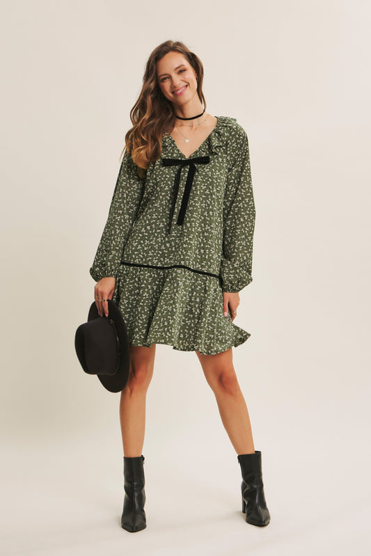 Ruffle Collar Mini Dress