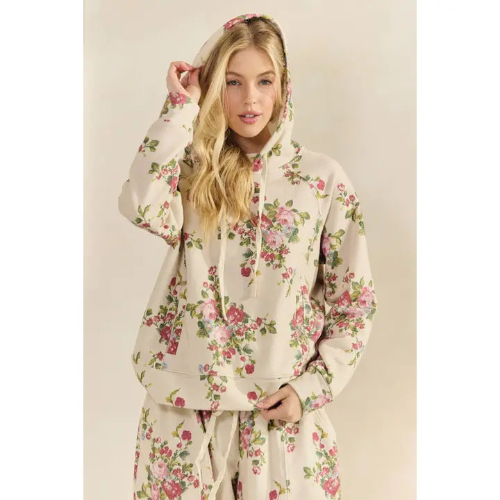 Printed Floral Hoodie