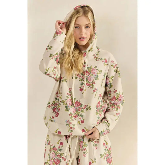 Printed Floral Hoodie