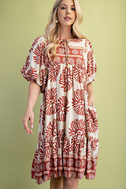 Mixed Print Mini Dress