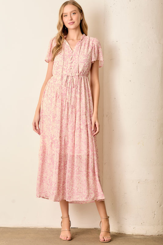 Ditsy Print Tiered Dress