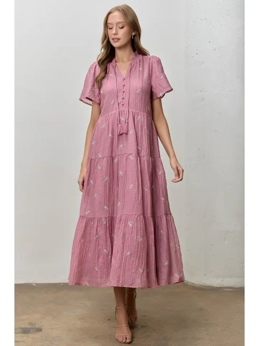 Floral Embroidered Midi Dress