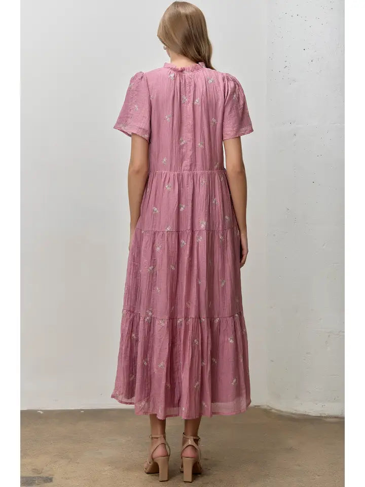 Floral Embroidered Midi Dress
