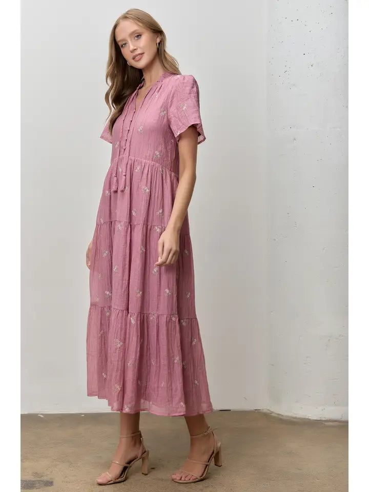 Floral Embroidered Midi Dress