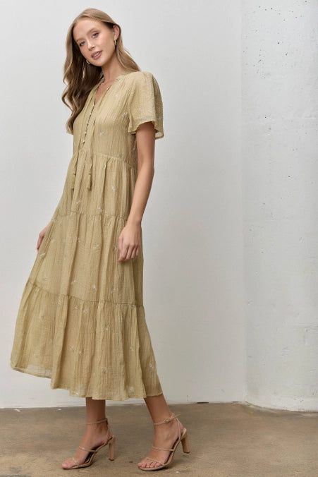 Floral Embroidered Midi Dress