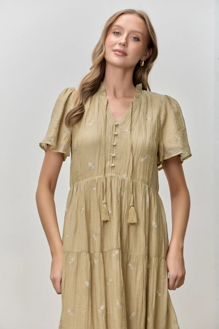 Floral Embroidered Midi Dress