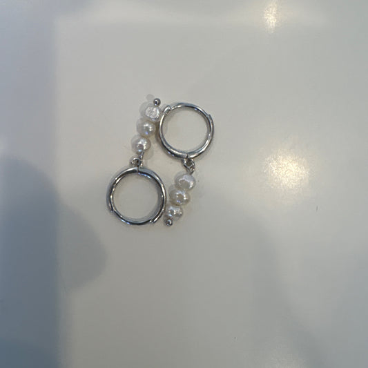 Triple pearl dropped hoops