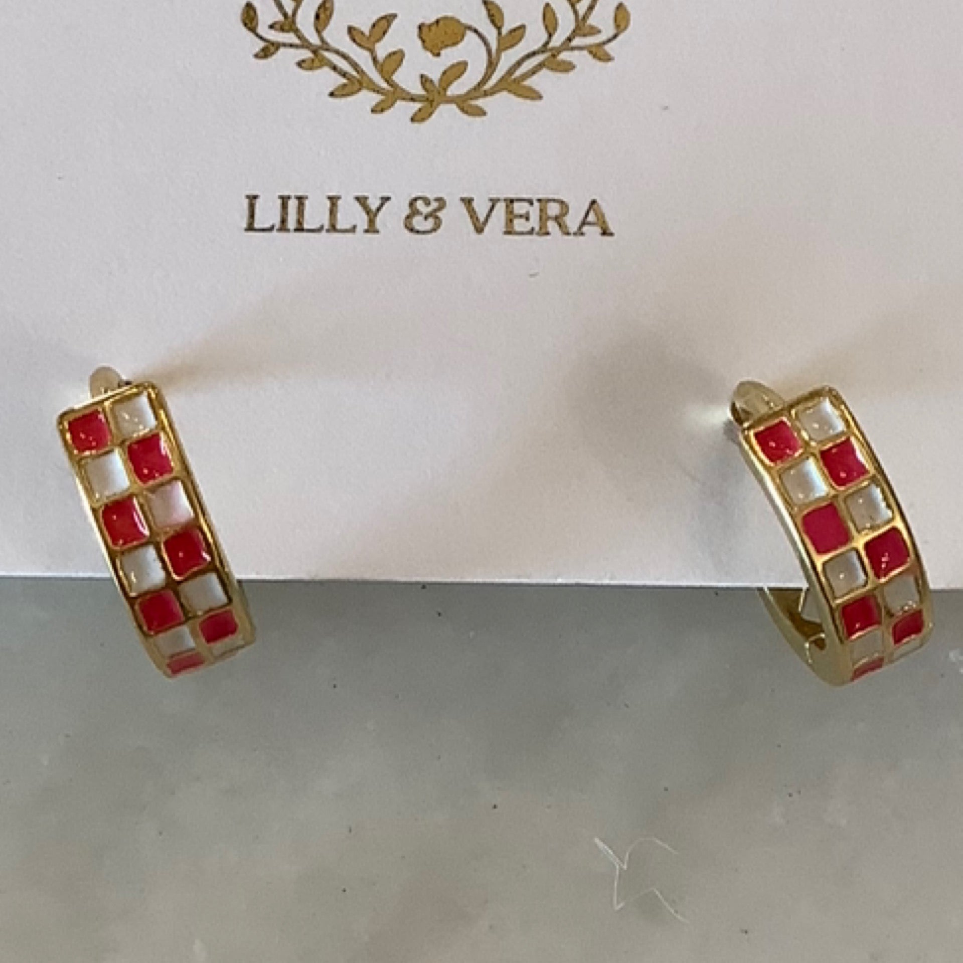 Pink checkered hoops