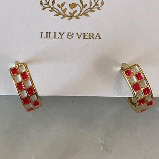 Pink checkered hoops