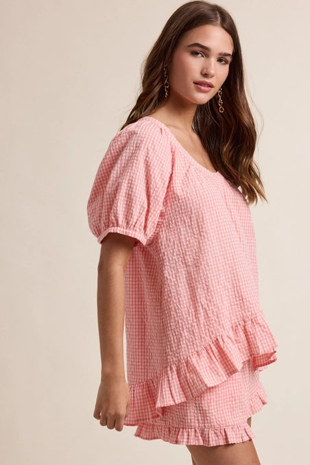 Gingham Ruffle Blouse
