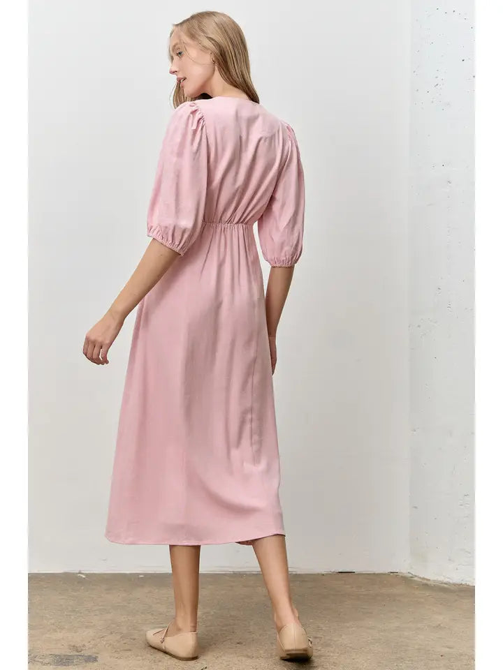 Scallop Front Tie Dress