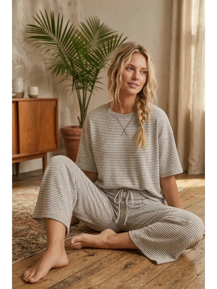 Striped Knit Pant & Top Set