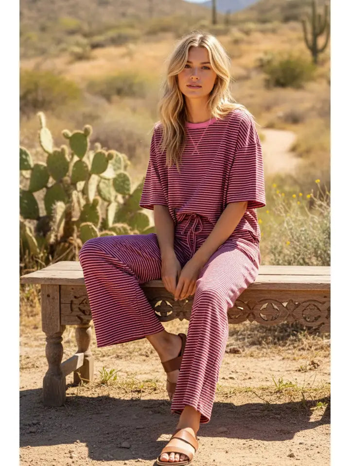 Striped Knit Pant & Top Set