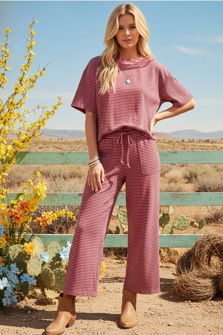 Striped Knit Pant & Top Set