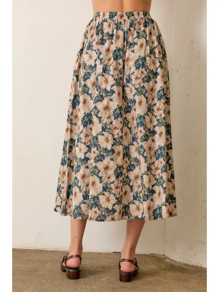 Floral Print Midi Skirt